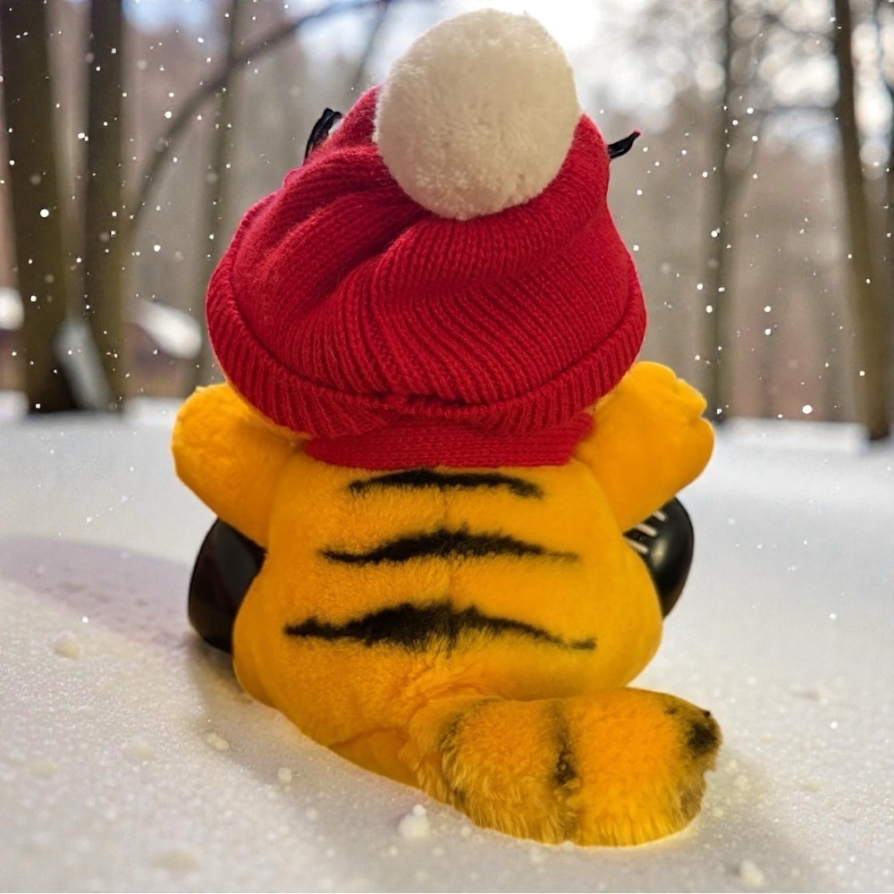 Vintage 1981 Garfield Ice Skater Plush – Winter Hat, Scarf & Ice Skates - Picture 3 of 6
